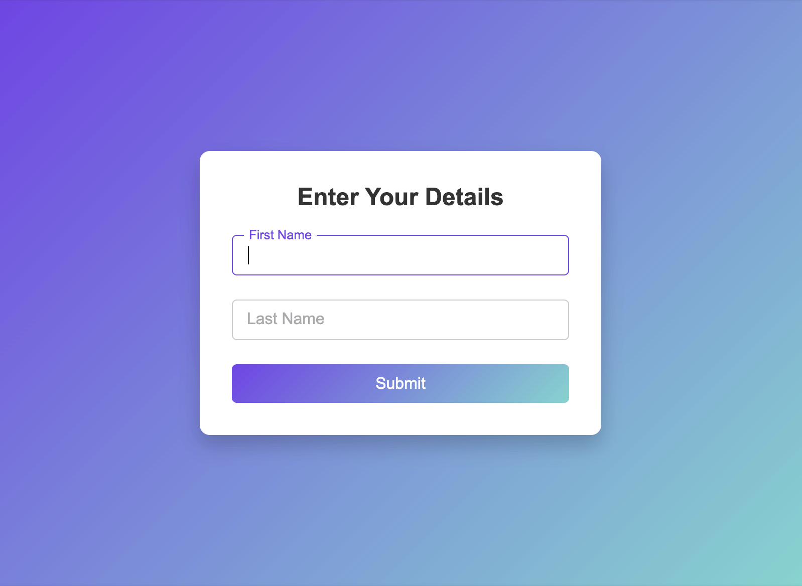 Modern Animated Form with Stylish Input Fields and Submit Button